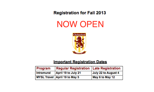 Fall Registration Is Now Open