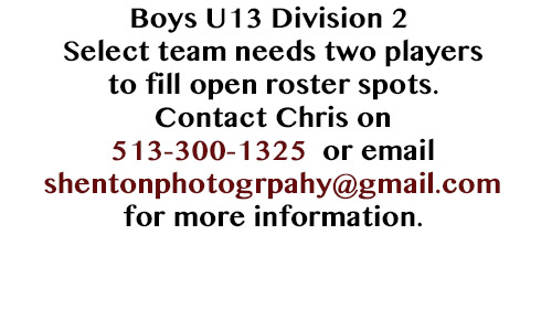 Boys U13 Players Needed Division 2