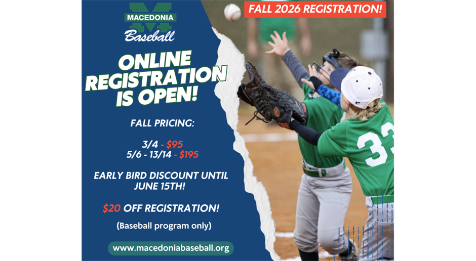 2026 Fall Ball Online Registration is OPEN!