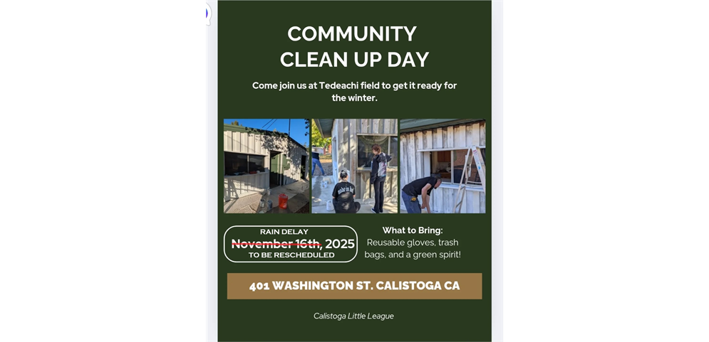 NOV. 16 CLEAN-UP DAY IS POSTPONED - TOO WET!