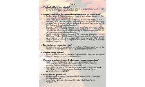 UGYBA Fall Ball Q&A