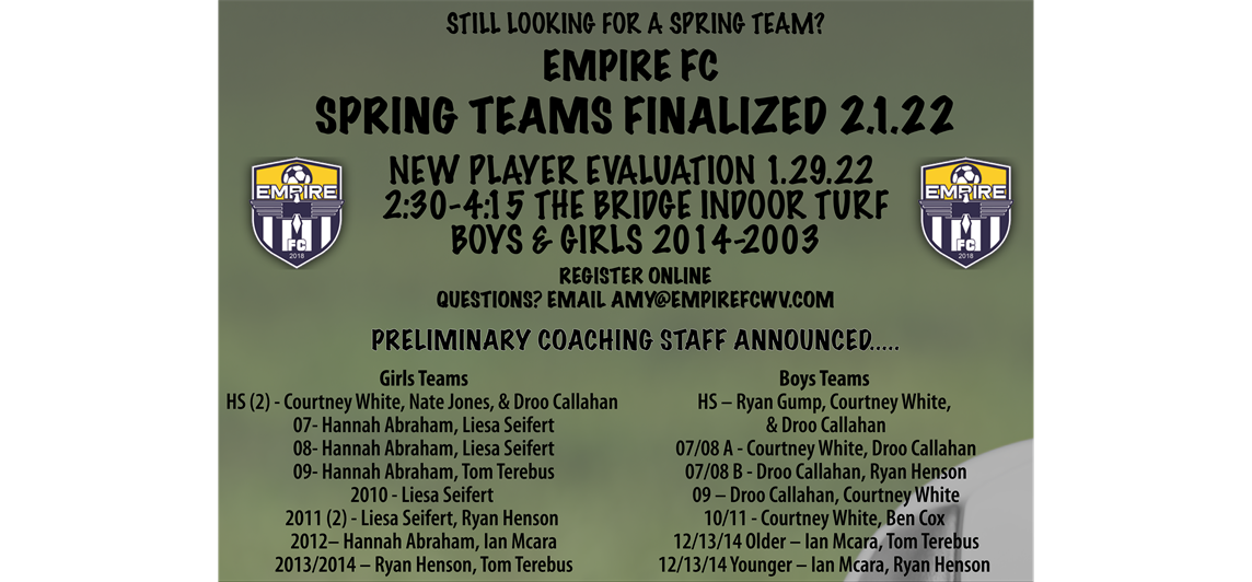 Spring Coaching Staff Announced!