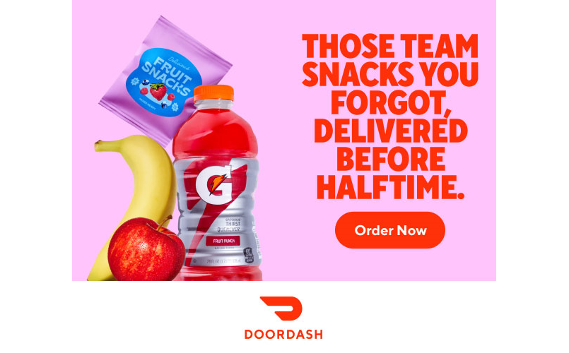 Feed your hungry players on the go with Door Dash!