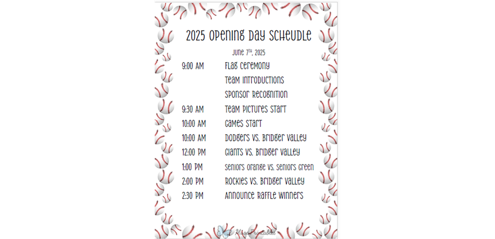 Opening Day Schedule 