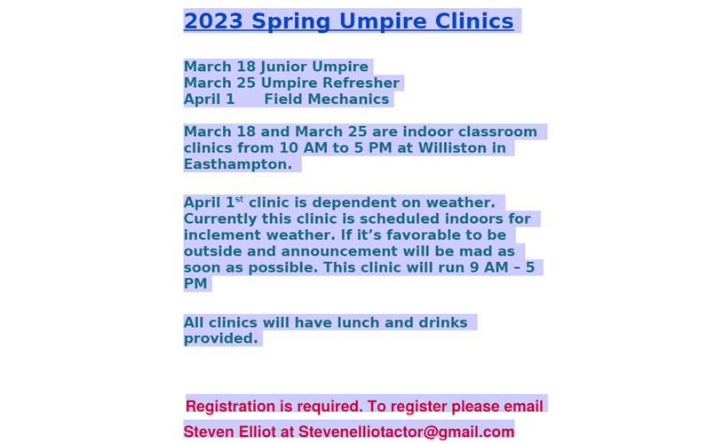 Little League Umpire Program- Learn to be an Umpire