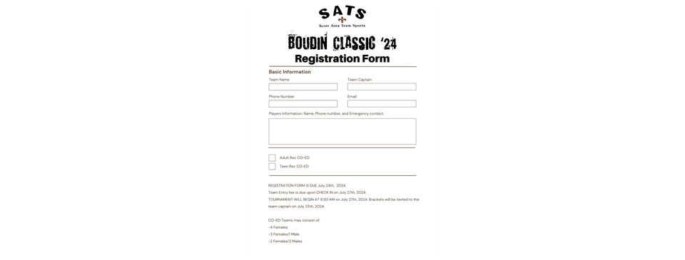 Sign up for Boudin Classic!