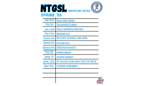 NTGSL Spring Important Dates