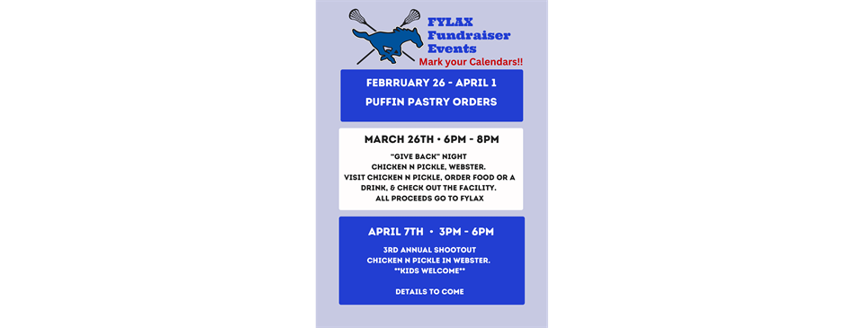 UPCOMING FYLAX FUNDRAISERS