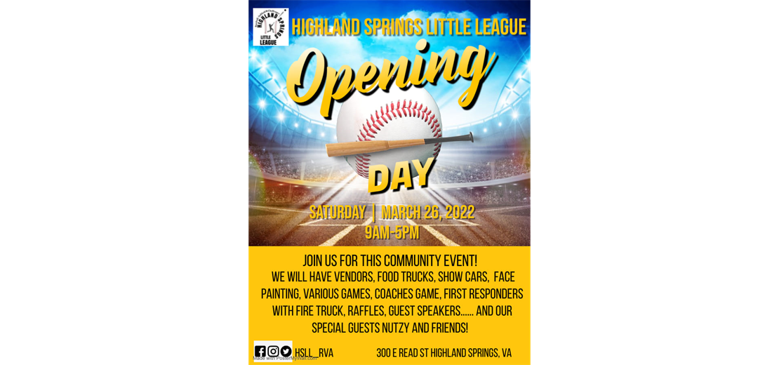 OPENING DAY! MARK YOUR CALENDAR!