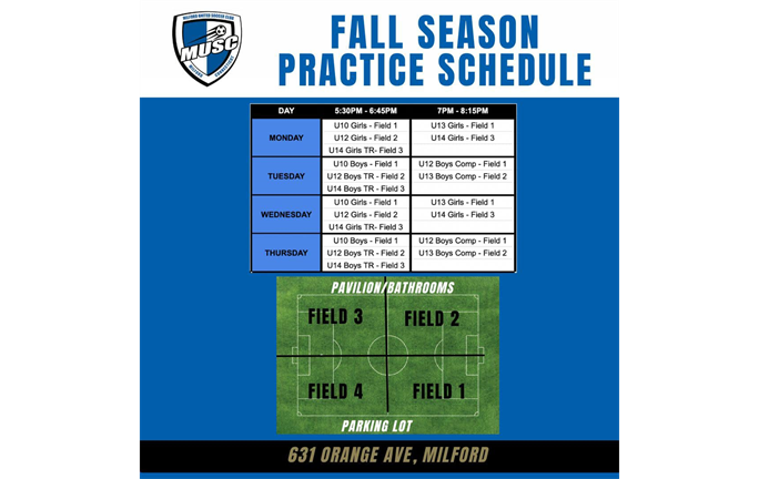 MUSC Fall Practice Schedule 