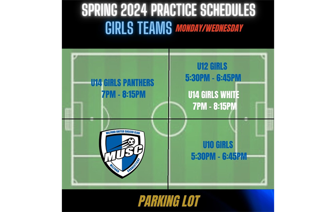 Girls Spring 2024 Practice Schedule 