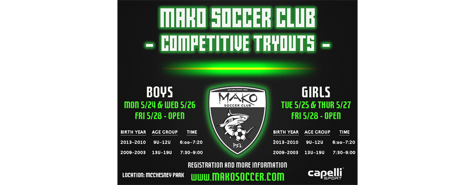 Mako Soccer Competitive 21/22 Tryouts