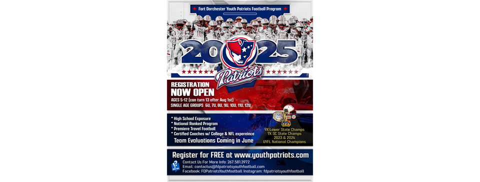 Registrations for the 2025 Fall Tackle Season are officially OPEN!