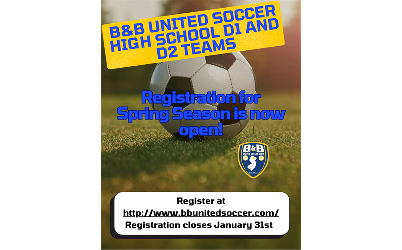 D1 and D2 Teams Spring Season Registration