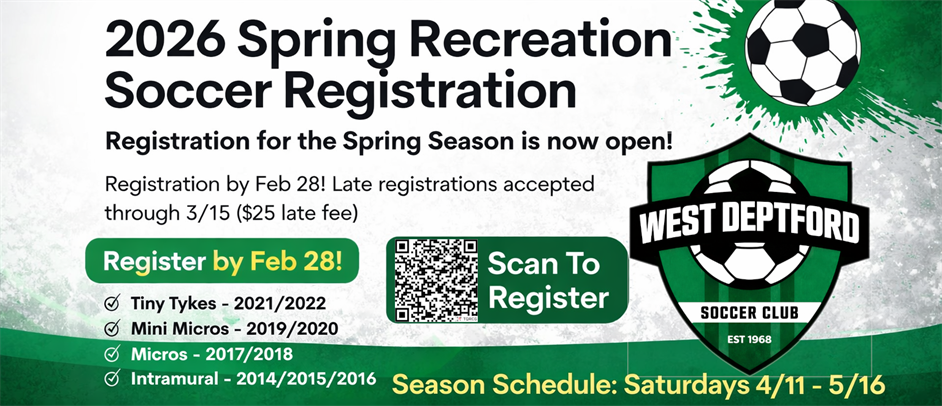 2026 Spring Recreation Soccer Registration Open