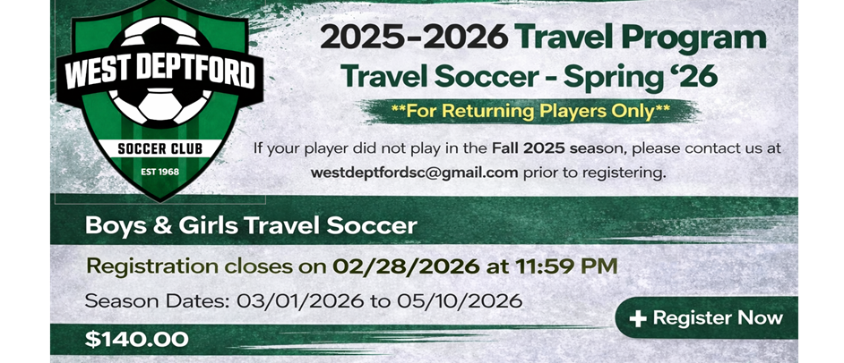 2026 Spring Travel Soccer Registration Open