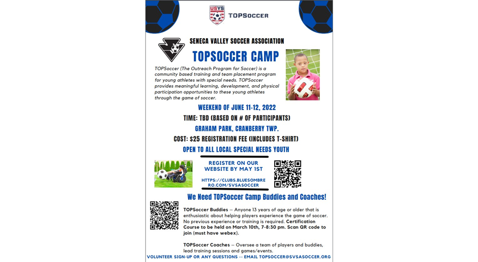 TOPSoccer Coming to SVSA!