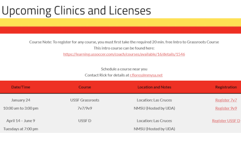 Upcoming Coach Clinics