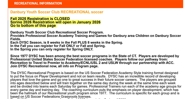 Recreation (In-House) General Information 