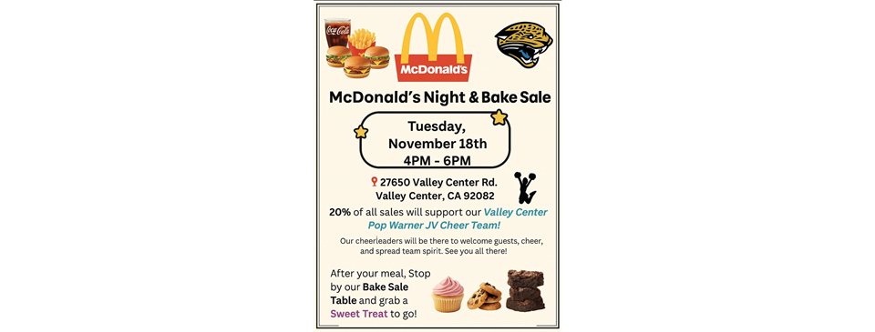 JV Cheer McDonald's Fundraiser Night 11/18