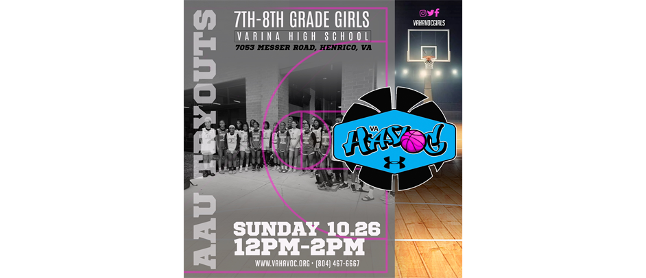 VA Havoc Girls Fall 7th-8th Grade Tryouts @ Varina High on Sunday 10/26
