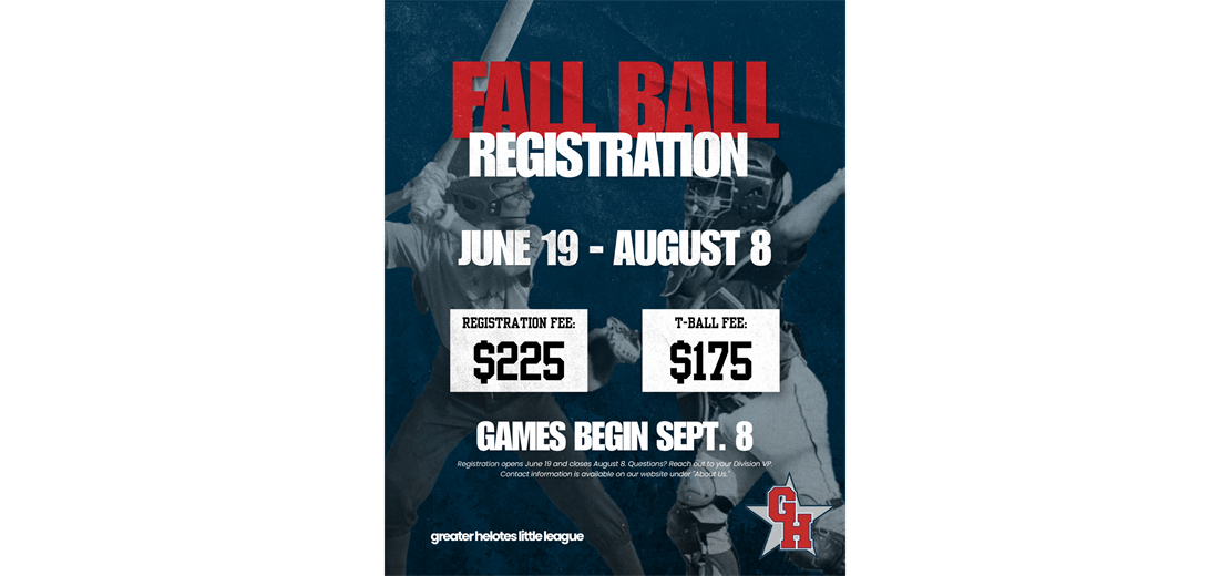 FALL REGISRTATION IS NOW OPEN