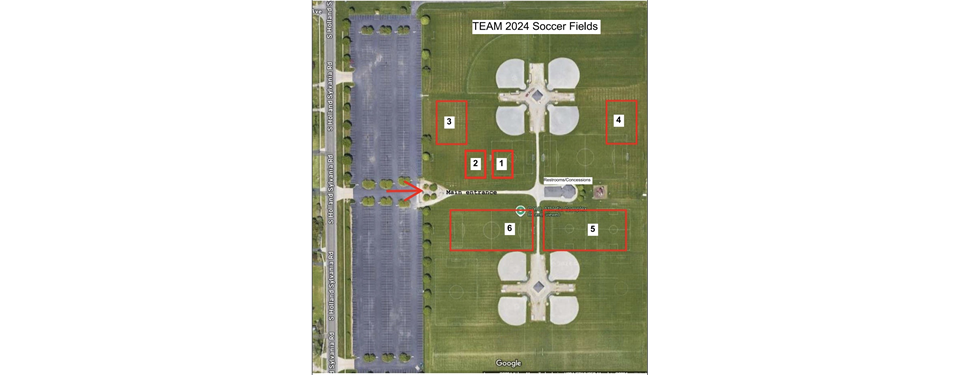 Map of soccer fields at C.Y.O