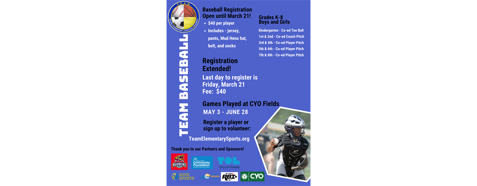 Baseball Registration Deadline Extended!