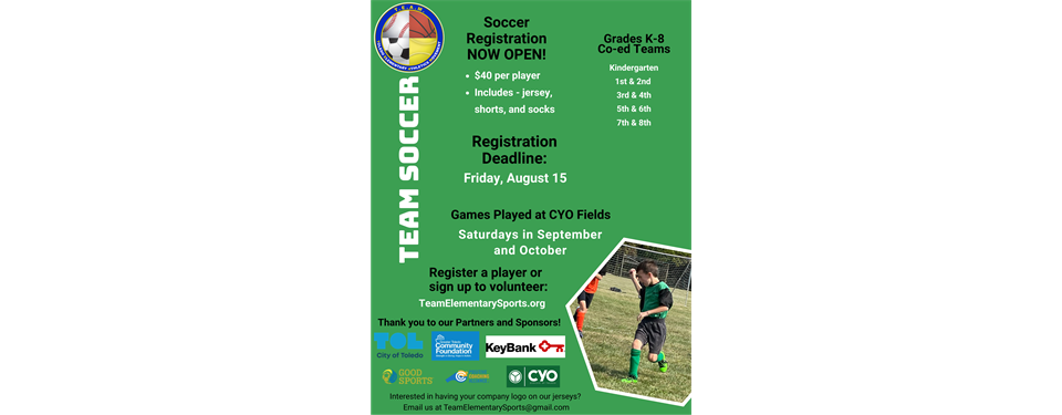 Soccer Registration is NOW OPEN!
