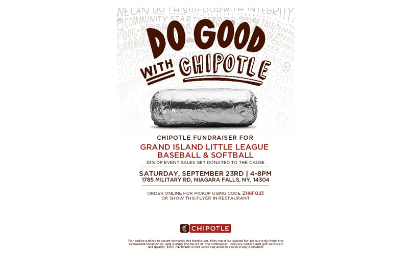 Chipotle Fundraiser Saturday Sept 23rd