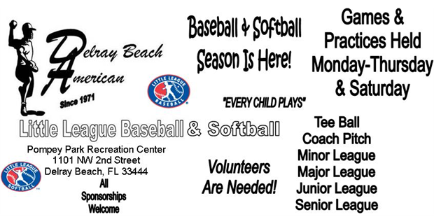 Delray Beach American Little League Baseball, Facility Directory Table  List