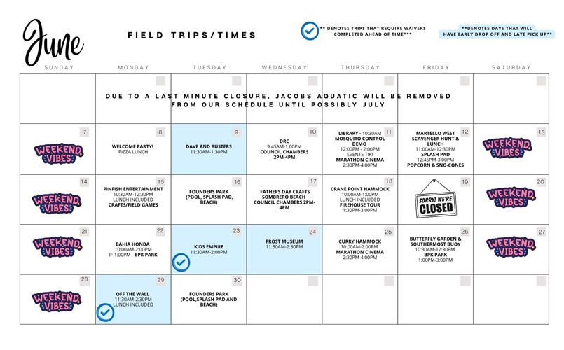 Updated June Calendar