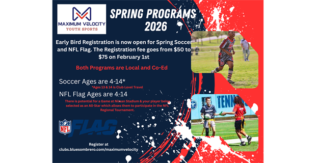Early Bird Registration is now open for Spring Sports!