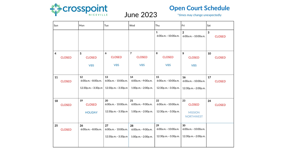 Open Court Calendar June 2023