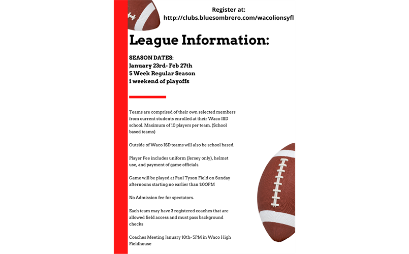 Waco Lions Youth Football Flyer 2