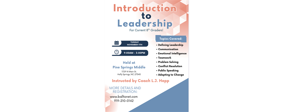 **NEW**  Introduction to Leadership        (For 8th Graders!)
