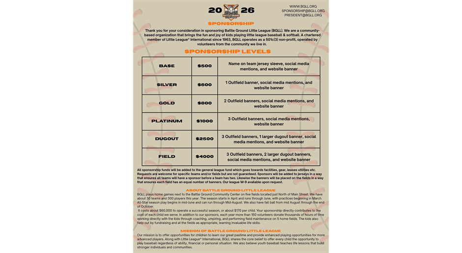 We need and appreciate our sponsors!!