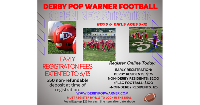 FOOTBALL EARLY BIRD REGISTRATION EXTENDED TO JUNE 13th