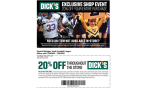CMYFL DICK'S 20% OFF SHOPPING WEEKEND (20% off throughout the Store valid July 25-28, 2025)