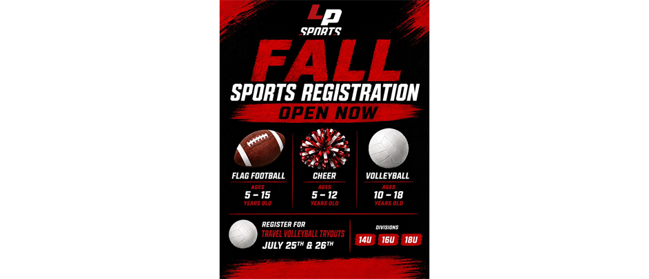 Fall Sports Regiatration Open NOW!