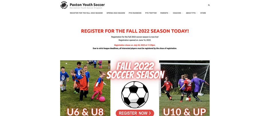 Visit the Paxton Youth Soccer Website