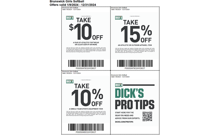 Additional Dick's Discounts good until the end of the year.