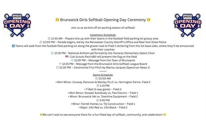 Opening Day - Sunday, April 26th