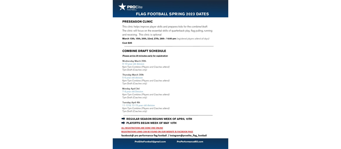 Youth Flag Football League - Pro Performance RX