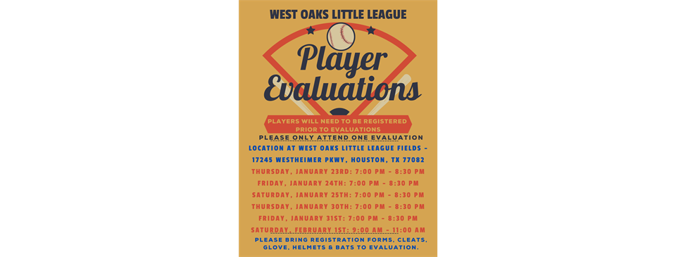 Player Evaluation Schedule