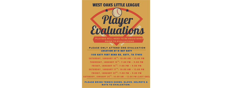 Spring 2026 Player Evaluation Schedule