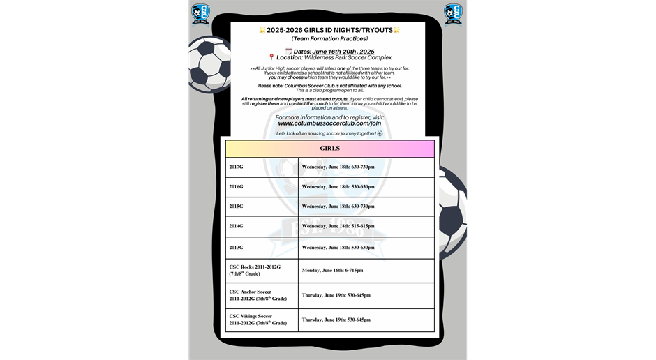 2025 Girls ID Nights/Tryouts (Team Formation Practice)