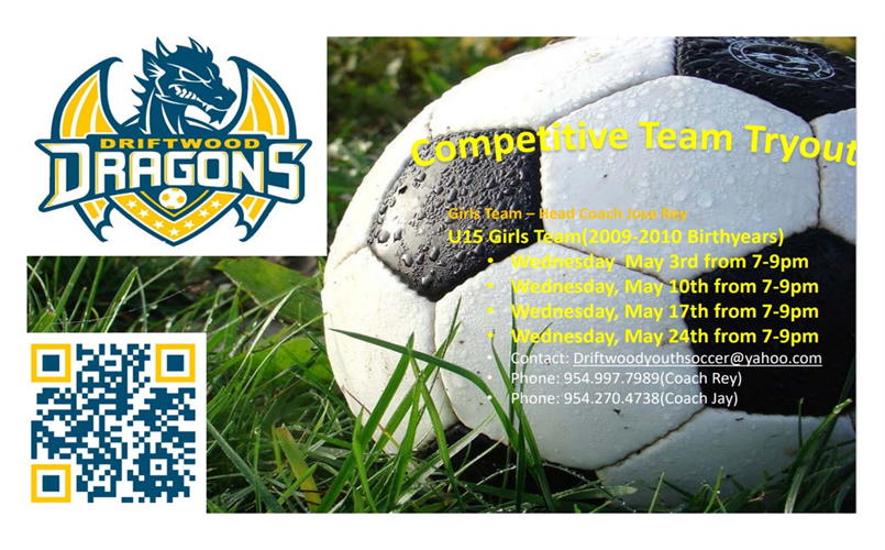 Competitive Soccer Tryouts at DYSC for U15 Girls Team