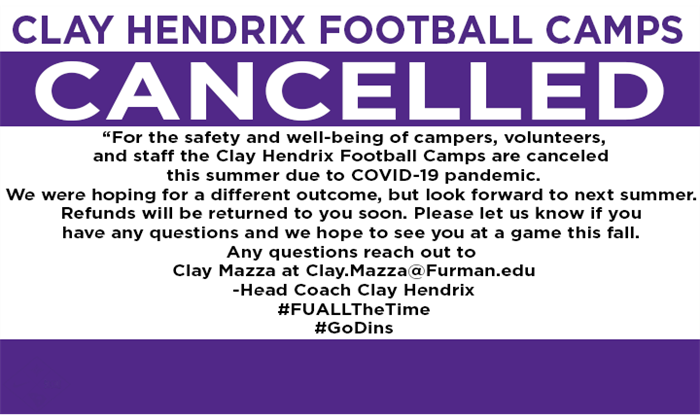 Clay Hendrix Football Camps 2020 Cancelled